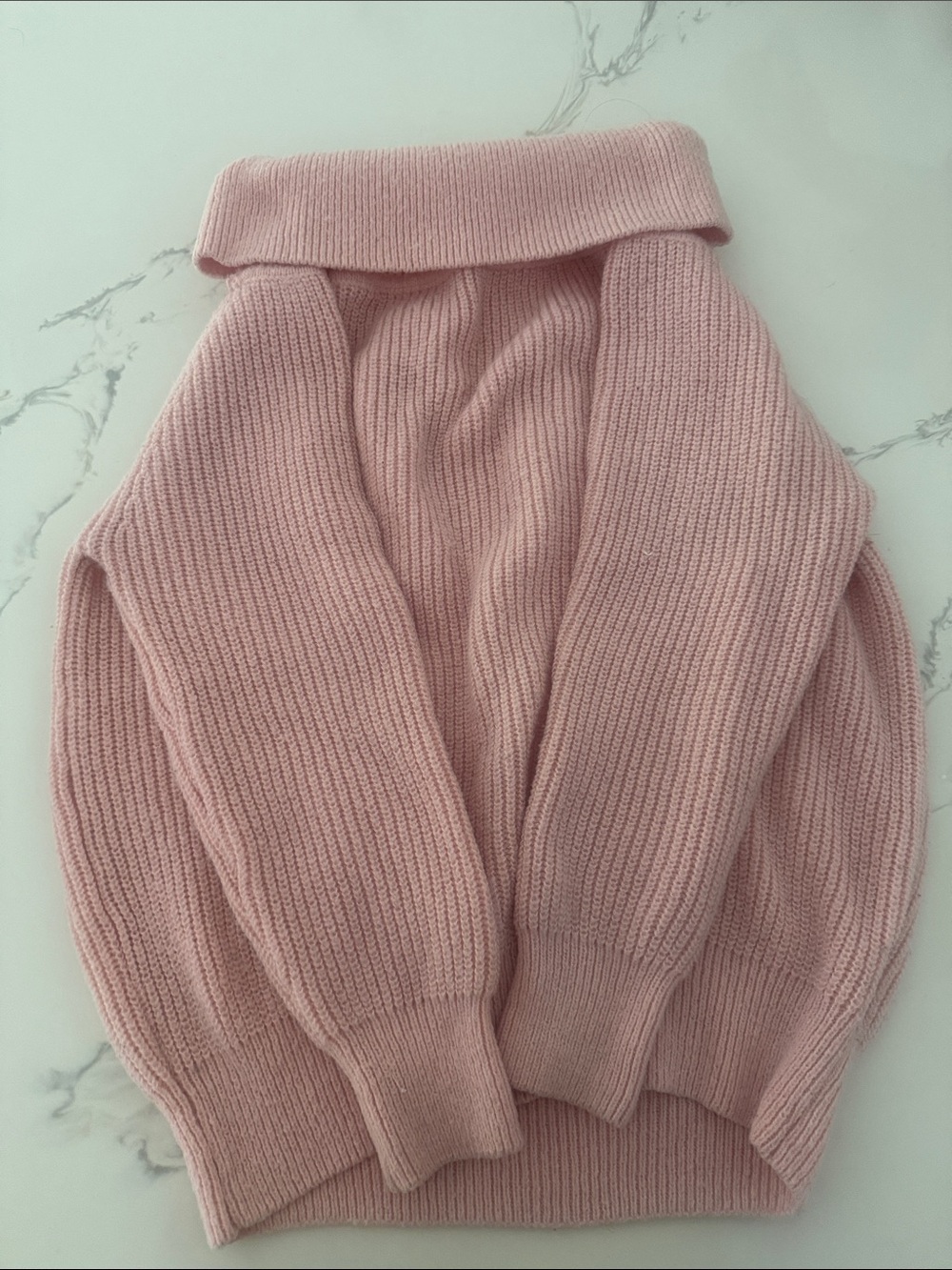SHEIN Blush Pink Ribbed Turtleneck Sweater